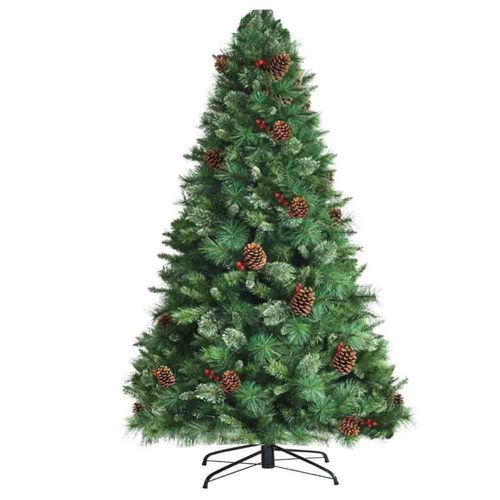 Árbol de Navidad Verde 1.80 m con Berries y Piñas de Pino Decorativos, Estilo Natural Realista Kyuden Home