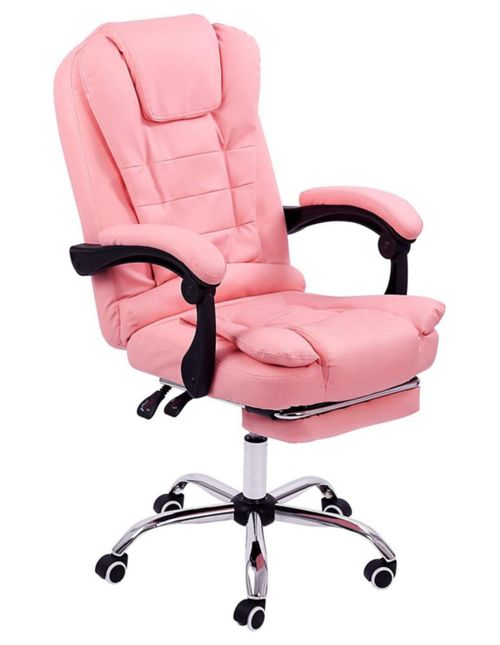 Silla de escritorio ergonómica rosa con tapizado de cuero sintético Comóda