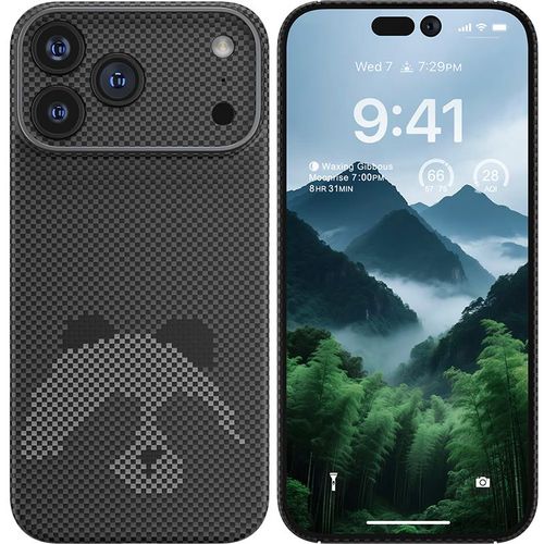 Funda Para iPhone 17 Pro Memumi Kevlar Tejido Panda Negro