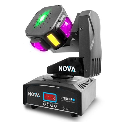 Cabeza Robótica Nova Rgbw Giro Infinito + Laser Verde Steelpro