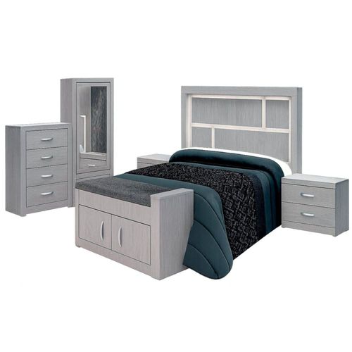 Recamara KS 5 Piezas onix Gris Kessa Muebles