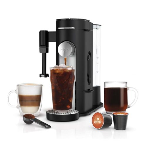 Ninja PB051 Cafetera de cápsulas y café molido - Compatible con cápsulas K-Cup, espumador de leche plegable, con depósito extraíble - Color Negro