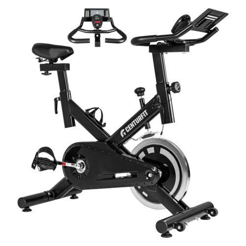 Bicicleta Estatica Spinning Centurfit con Rueda Silenciosa y Resistencia Ajustable Bicicleta Fija para Entrenamiento en Casa con Monitor Porta Tablet