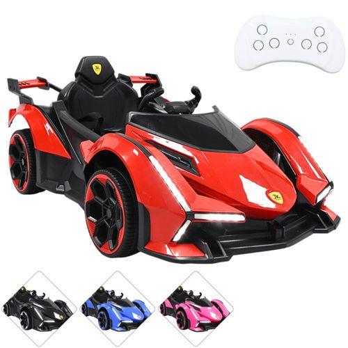 Montable Eléctrico para Niños Deportivo Lambo Luces Sonido Control Remoto Bluetooth Batería 12v - Rojo