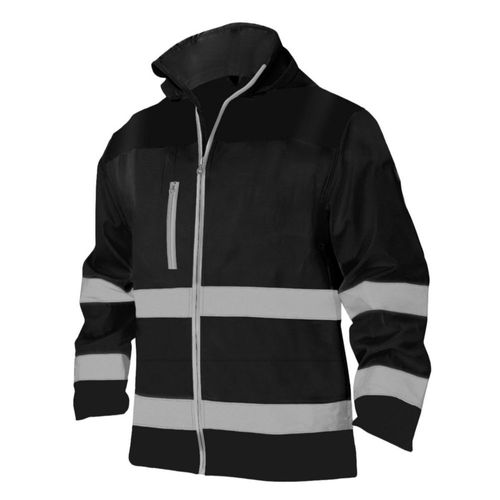 Chamarra Polar Thermic de trabajo impermeable con reflejante alta visibilidad Talla mediana Negro Bk Safety products
