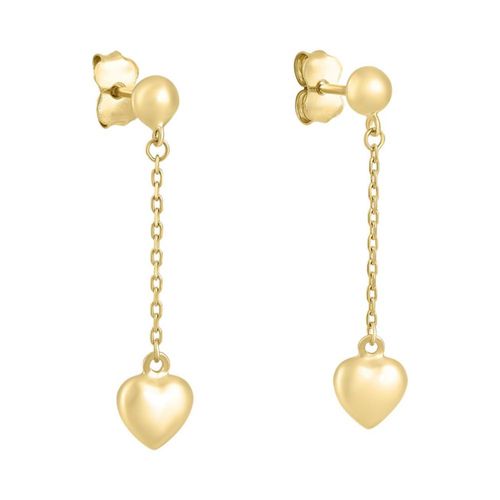 Aretes Largos Corazon Oro 14k CRISTAL JOYAS ARPEB6590-CR
