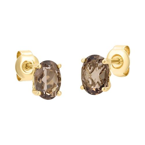 Aretes Oro 14k Con Cuarzo Ahumando CRISTAL JOYAS LA4EY03307QS