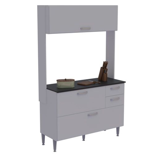 Mueble Auxiliar para Cocina/Despensa Madik blanco con Alacena y Cajones 968.0004