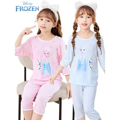 Conjunto de pijama DISNEY tela modal Azul manga tres cuartos para niña