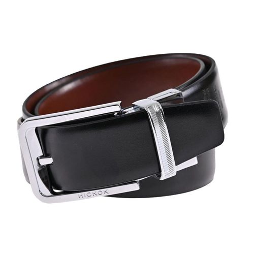 Hickok Cinturón Reversible de Piel Genuina para Hombre 34 mm Chestnut Noir
