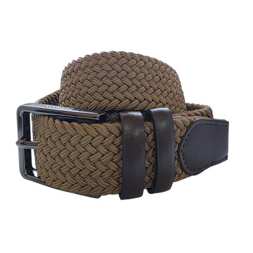 Ferrioni Cinturón Textil Strech Classic Persimo Trenzado Caqui Hebilla 34mm