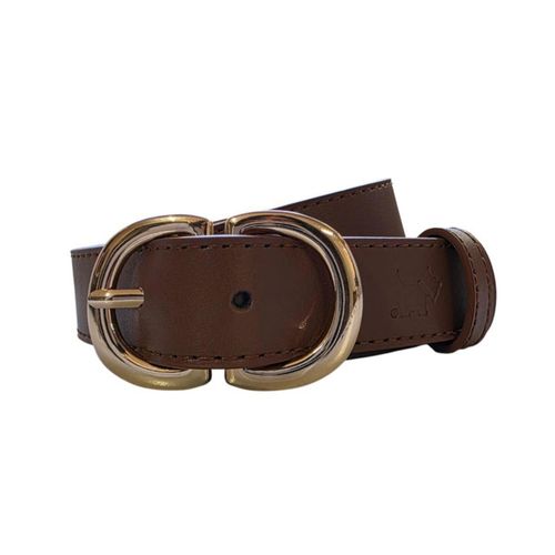 Ferrioni Cinturón para Dama de Piel Genuina Caina Shedrón con Hebilla Doble