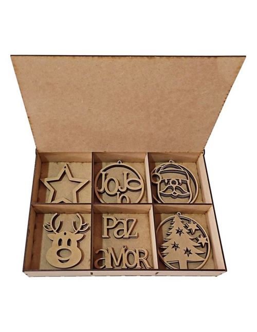 Caja de esferas navideñas MDF 24 piezas surtidas para decoración
