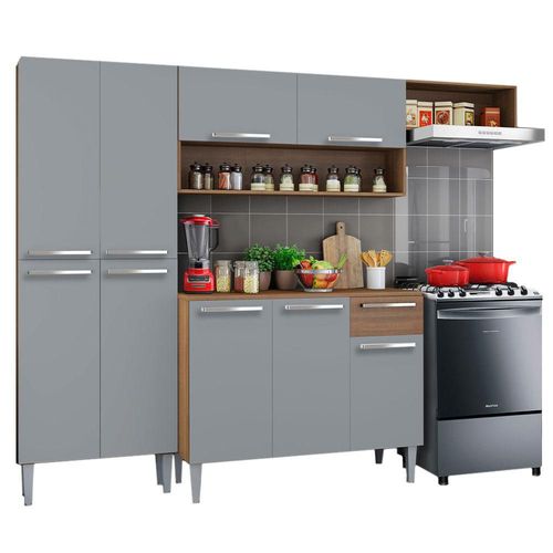 Madesa Gabinete de Cocina Integral Emilly Top Marrón Gris