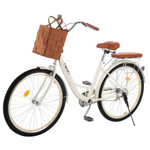 Bicicleta urbana r26 vintage con canastilla retro clásica amarillo