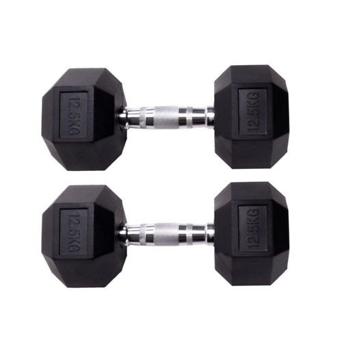Par de mancuernas hexagonales Unifitness 12.5 kg Negro