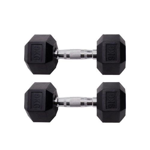Par de mancuernas hexagonales Unifitness 9 kg Negro