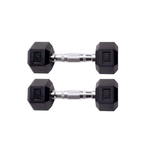 Par de mancuernas hexagonales Unifitness 3 kg Negro