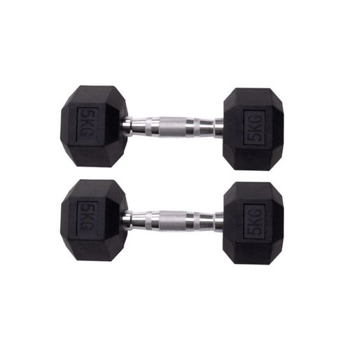 Par de mancuernas hexagonales Unifitness 5 kg Negro