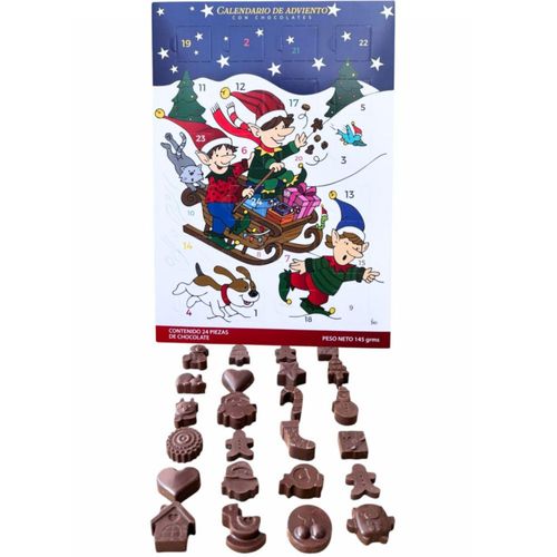 Calendario de Navidad Adviento con 24 Figuras de Chocolate