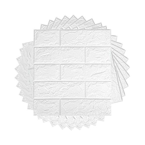 PAPEL TAPIZ PATRÓN LADRILLO 10 PZAS COLOR BLANCO