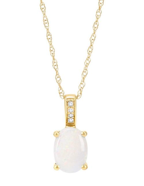 Dije y Cadena Oro 14k Diamante Y Ópalo CRISTAL JOYAS LA4PYN01072OP