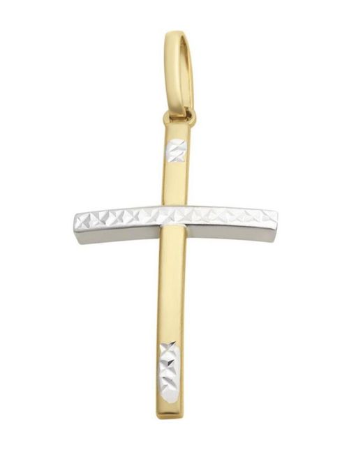 Cruz Oro Amarillo Con Detalles Oro 14k CRISTAL JOYAS JDOL-454