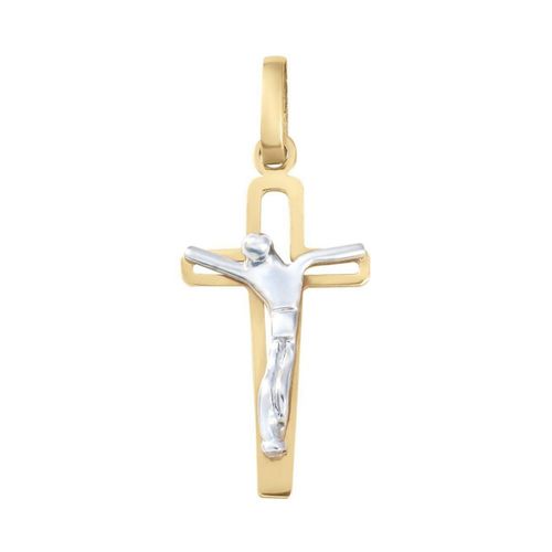 Cruz Con Cristo Oro Bicolor 14k CRISTAL JOYAS CULJOCR381