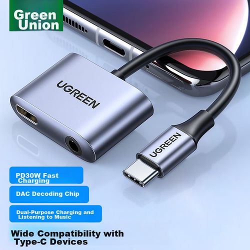 Adaptador Ugreen Usb-C A 3.5 Mm Con Carga Negro