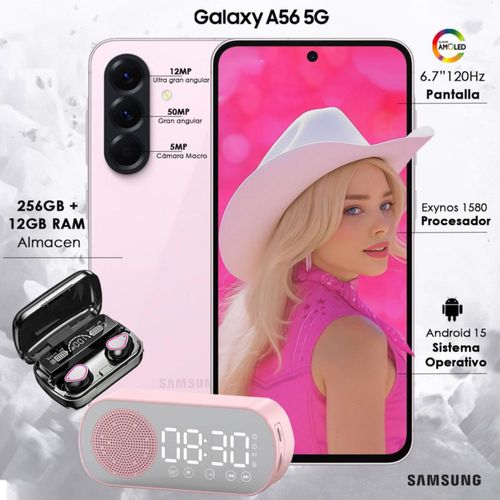Combo Samsung Galaxy A56 5G 256GB 12GB RAM Dual sim Rosa Super AMOLED 120 Hz con Bocina y Audífono