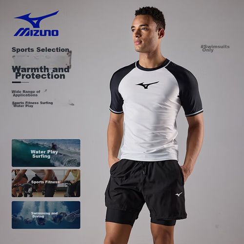 Traje de baño MIZUNO manga corta Negro secado rápido para hombre