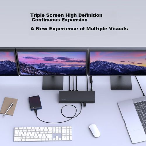 Base De Acoplamiento Belkin Con 15 Puertos Y Triple Pantalla 4K Para Laptop