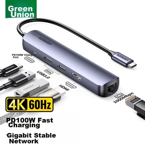 Dock De Expansión Usb-C Ugreen Con Hdmi 4K Y Ethernet Gigabit