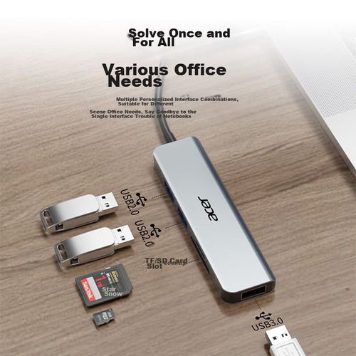 Dock De Expansión Acer Type-C Con Usb 3.0 Y Lector De Tarjetas Sd/Tf