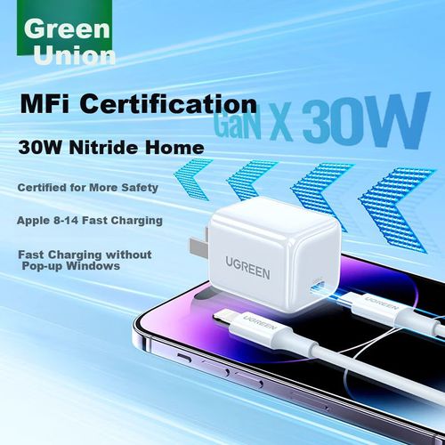 Set De Cables De Carga Rápida Ugreen 30W Con Certificación Mfi Y Tecnología Gan