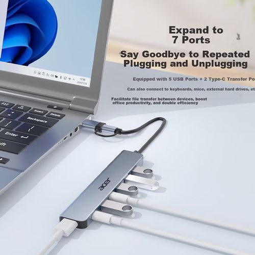 Hub De Expansión Acer 7 Puertos Usb 3.0 Y Tipo C Alta Velocidad