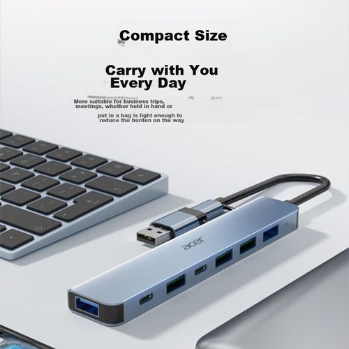 Hub Usb 3.0 Acer Con 7 Puertos Y Doble Interfaz Para Laptops