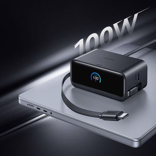 Base De Carga Anker 100W Gan Con Cable Retráctil Y Puerto Usb-C Para Carga Rápida
