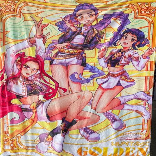 Exclusiva! Cobija Frazada Ultra Suave K-Pop Demon Hunters Guerreras Huntrix Amarilla