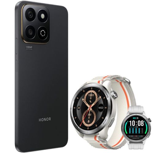 HONOR X7c  8GB+8GB 256GB Negro con Smartwatch Filwans GTR Lite Plata