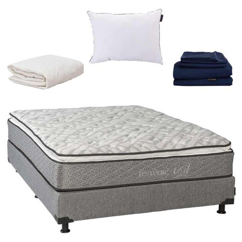 Colchón Queen Size Vail + Box + Almohada O + Sábana S + Protector CZD