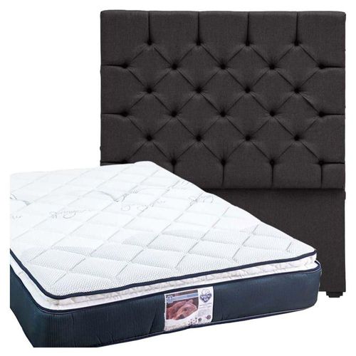 Cabecera Matrimonial Dicasa Capri Gris Oscuro + Colchón Mónaco CZD