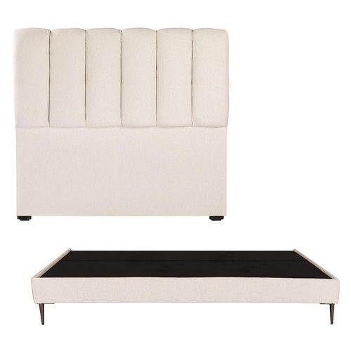 Cabecera King Size Dicasa Kami Beige Claro + Base cama Slim CZD