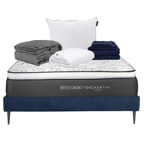 Colchón Matrimonial Restonic Trini +Base Cama Slim +Blancos Dicasa CZD