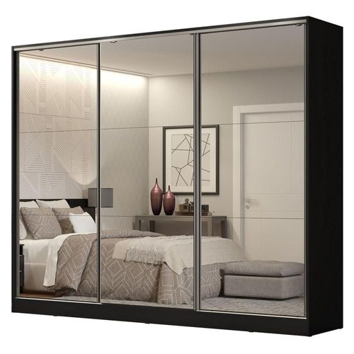 Ropero Madesa Royale 3 Puertas Corredizas com Espejo Negro