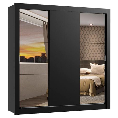 Ropero Madesa Monaco 3 Puertas Corredizas con 2 Espejos Negro