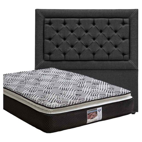 Cabecera Queen Size Dicasa Mary Gris O + Colchón Spring Air Omega CZD