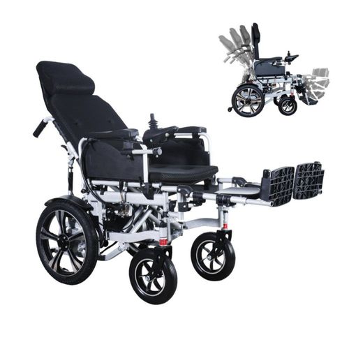 Gambimedic Silla De Ruedas Eléctrica Todoterreno 4 En 1 Reclinable Eleva Piernas Modo Eléctrico Y Manual Gm6006 Acero Soporta140kg Batería Acido Plomo