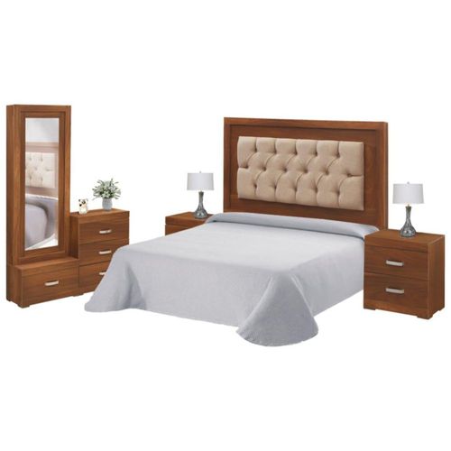 Recamara Matrimonial Venecia 5 Piezas Nogal Kessa Muebles