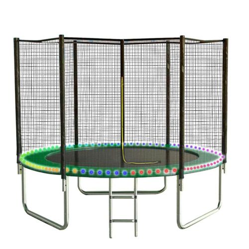 Trampolín Brincolín Premium 8 ft /2.43m * Con Luces LED Tubular * Reforzado Uso Rudo Jardín exteriores, restaurantes y negocios